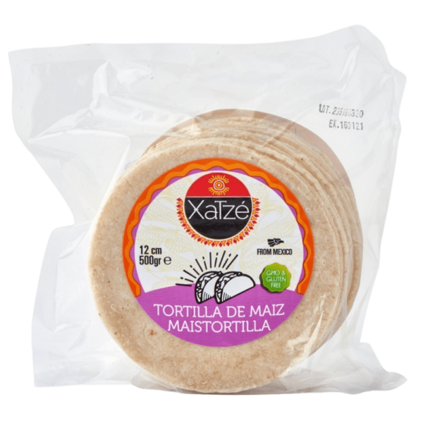 TORTI XATZE 500 GR MAIZ 12 CM BLANCAS (28 UN)